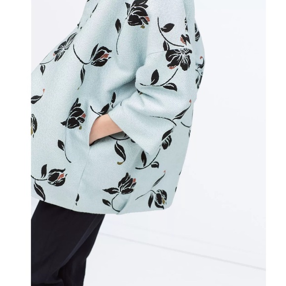 ZARA MANTEL JACKE BLUMEN KIMONO FLORAL PRINT JACQUARD COAT - Picture 12 of 15